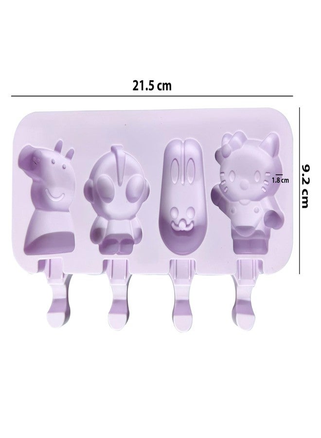 MoldBerry Silicone Popsicle Maker Mold | Large Popsicle Molds 4 Cavities Cake Pop Silicone Molds Cartoon Ice Cream Cakesicle Molds for Chocolate Baking Mold Pk1, 20 x 10 x 2.1 Centimeters - Image 2