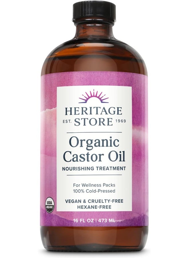 Heritage Store Palma Christi Organic Castor Oil | Skin Moisturizer | Cold Pressed, No Hexane & No Fragrance | 16 oz - Image 1