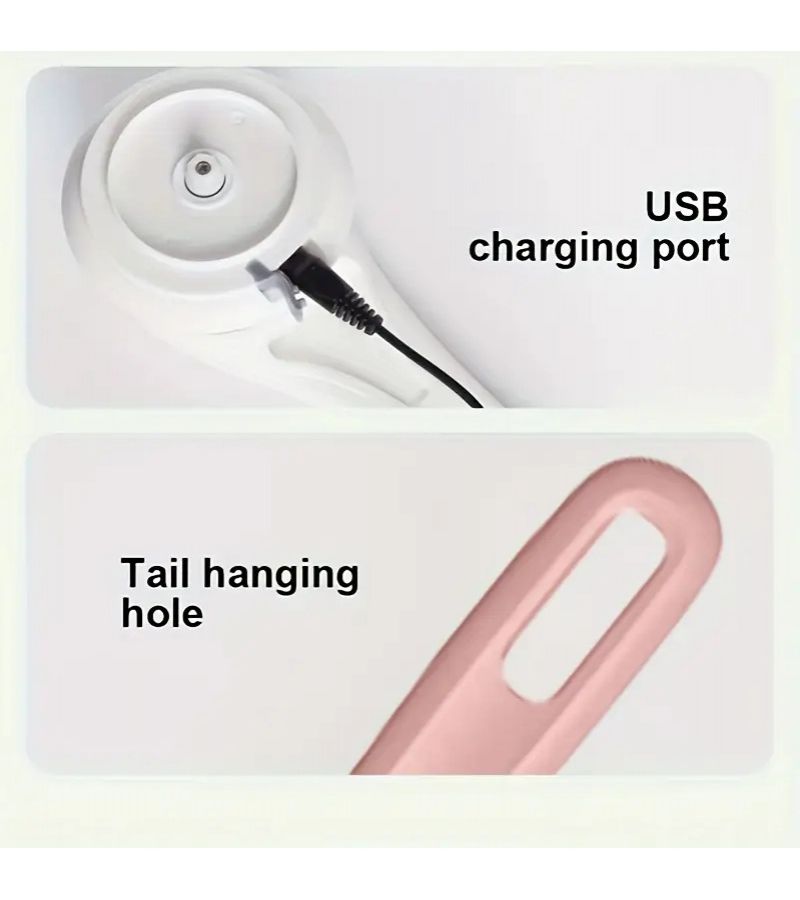 Gray USB Rechargeable 5 in 1 Electric Back Bath Brush with Long Handle - Image 3