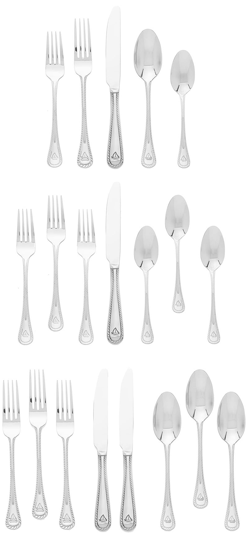Lifetime Brands Towle Everyday Nautical Flatware Service For 4  20 Piece Set  18/0 Stainless Steel  Silverware Set - Image 2