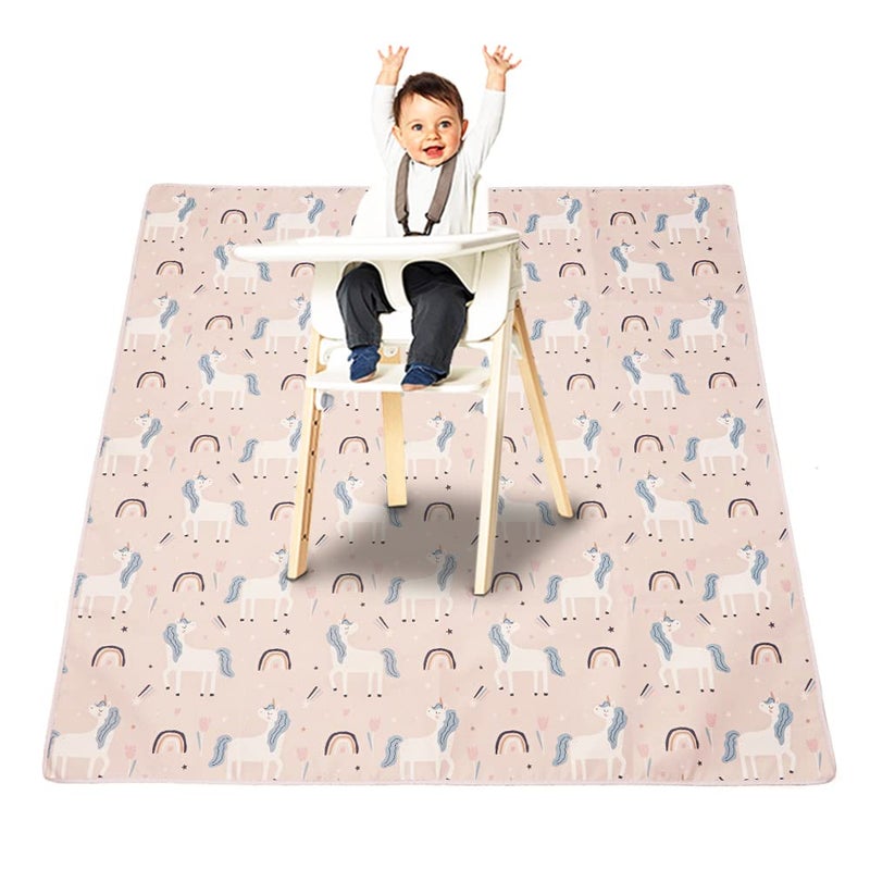 Splat Mat for Under High ChairArtsCrafts Washable Baby Spill Mat Waterproof AntiSlip Floor Splash Mat 43x 43 Portable Play Mat and Table Cloth