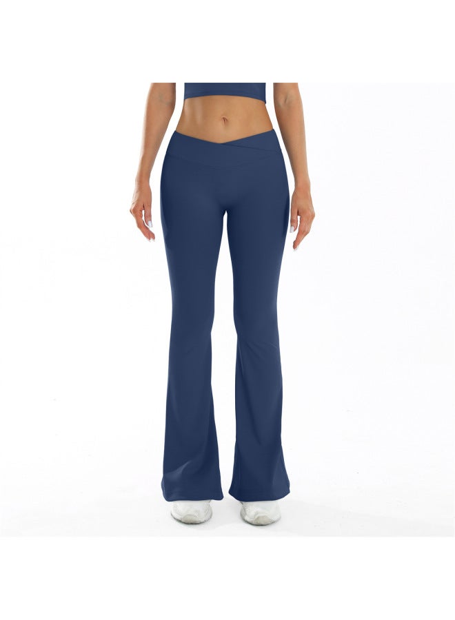 Hip-lifting Yoga Bell-bottom Nude Cross-over High-waisted Yoga Pants Tight-fitting Quick-drying Casual Sports Wide-leg Pants Ck8001