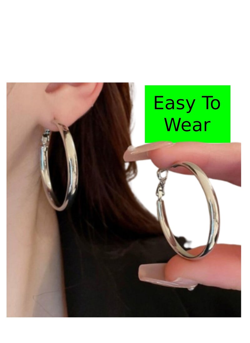 Soko Mesh Dazzling Large Silver Circle Earrings Collection with Elements - Elevate Everyday Style with Fashion-forward Women's Jewellery - Explore Elegant Designs, Perfect for Casual or Formal Wear  - Image 2