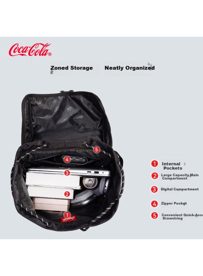 Coca-cola Uni Drawstring Laptop Backpack Casual Student School Bag Travel Business Commuter Bag - Image 4