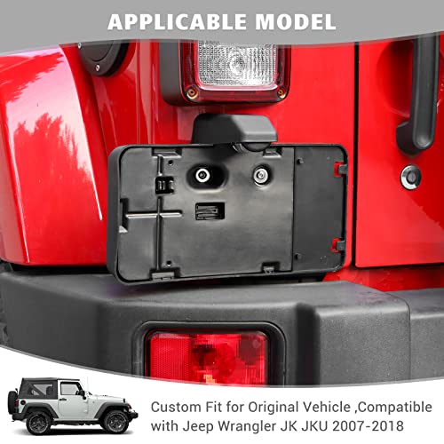 Jimen حامل لوحة ترخيص جيمين لجهاز JK، إطار لوحة ترخيص خلفي متوافق مع جيب رانجلر JK و Unlimited 2007-2018 - Image 2