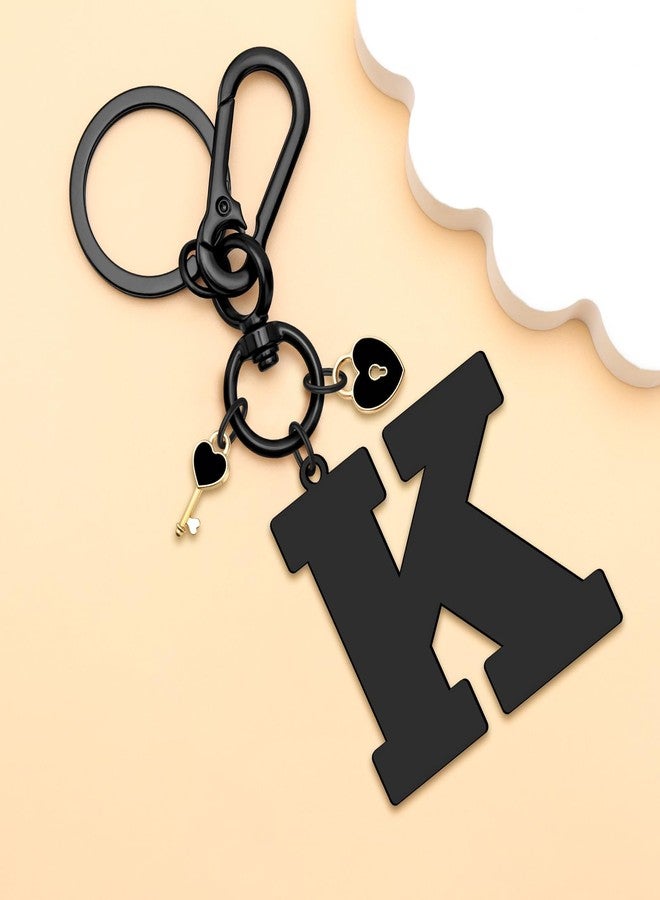Baipilu Initial Letter Keychain for Women Men Stainless Steel Black Letter Keychain Gift for Women Girls Initial Keyring for Purse Handbags Backpack Bag Keyring Gifts for Mom Daughter (K) - Image 3