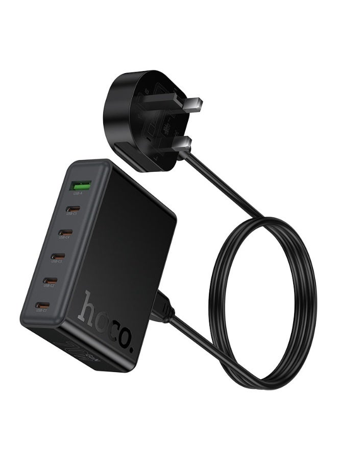 هوكو محطة شحن حديثة بمنفذ USB-A واحد و5 منافذ Type-C، وسلك طاقة قابل للفصل، ومقبس المملكة المتحدة C152B - Image 3