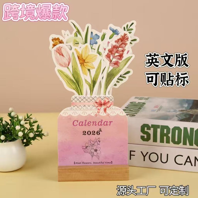2026 Wooden Frame Desk Calendar Cute Creative Ins Mini Desk Calendar Production Decorative Ornaments Notepad Calendar Desk Calendar - Image 2