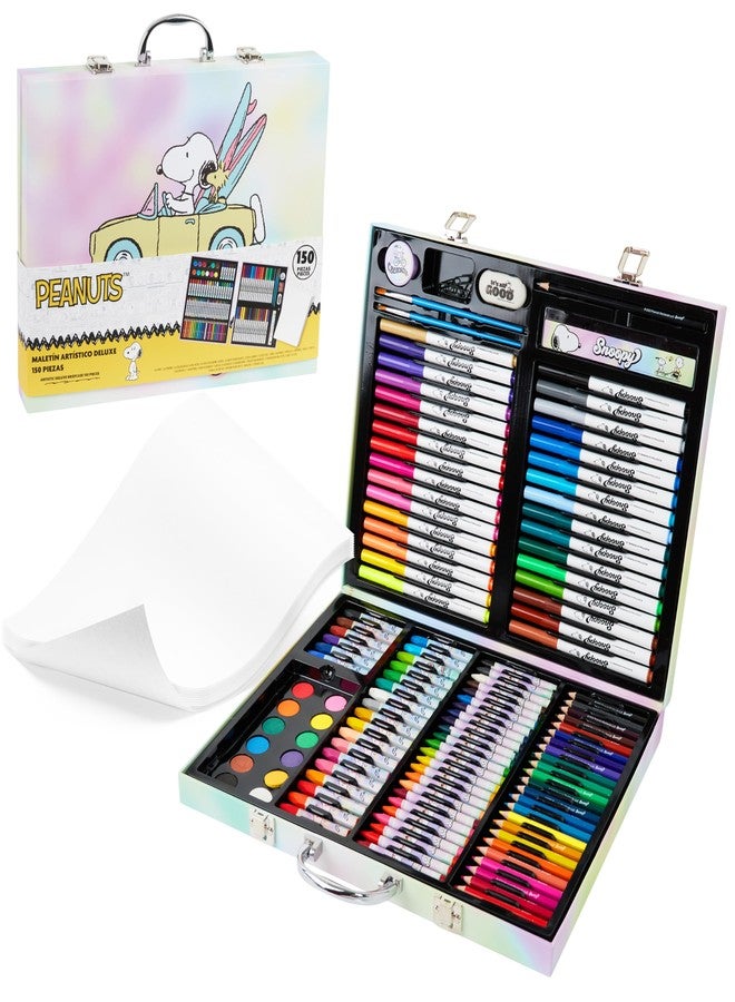 Peanuts Snoopy Inspiration Art Case Kids with Colored Pencils Crayons Oil Pastels Water Paint Felt Pens Paper Paint Brush Art Supplies Gifts for Kids - Image 1