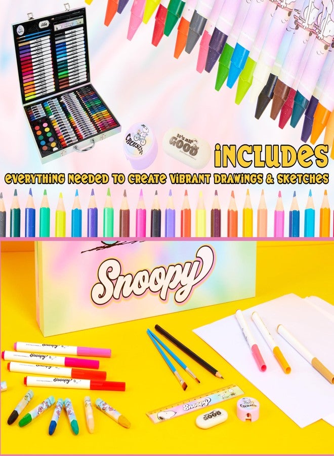 Peanuts Snoopy Inspiration Art Case Kids with Colored Pencils Crayons Oil Pastels Water Paint Felt Pens Paper Paint Brush Art Supplies Gifts for Kids - Image 5