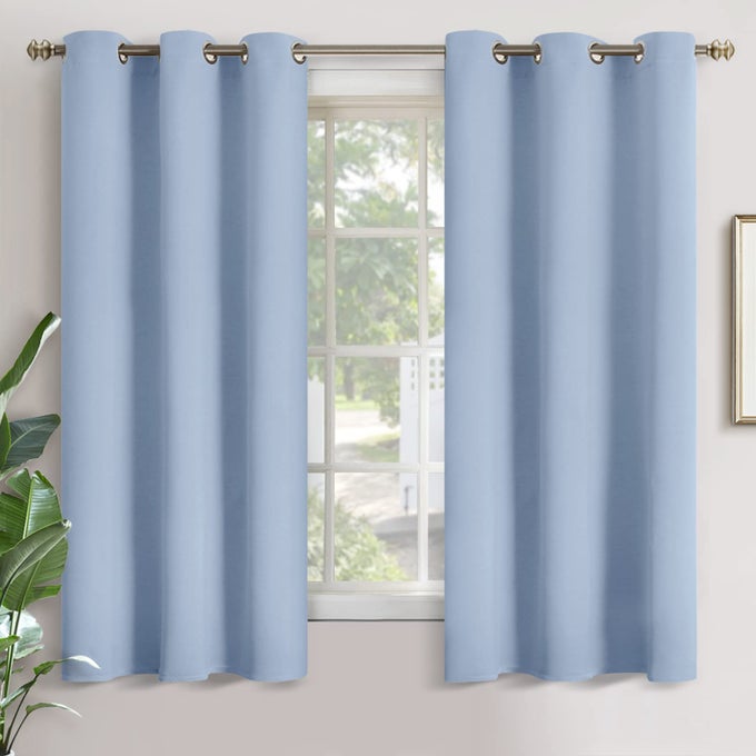 BABY BLUE ROOM DARKENING CURTAINS 63 INCH LONG FOR KIDS BEDROOM GROMMET THERMAL INSULATED BLACKOUT WINDOW DRAPES PRIVACY FOR BOY NURSERY 2 PANELS 42 X 63 INCH