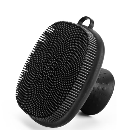 SANLESS Face Scrubber, SANLESS Premium Silicone Face Scrubber Handheld Facial Cleansing Brush Skin Care Tools Body Scrubber Waterproof Face Brushes for Men Women Exfoliating, Black - Image 1