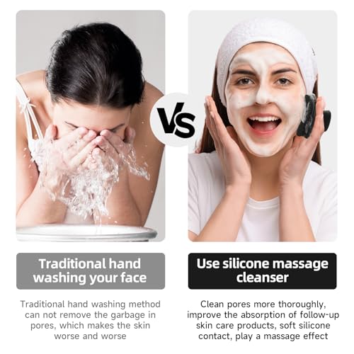 SANLESS Face Scrubber, SANLESS Premium Silicone Face Scrubber Handheld Facial Cleansing Brush Skin Care Tools Body Scrubber Waterproof Face Brushes for Men Women Exfoliating, Black - Image 5