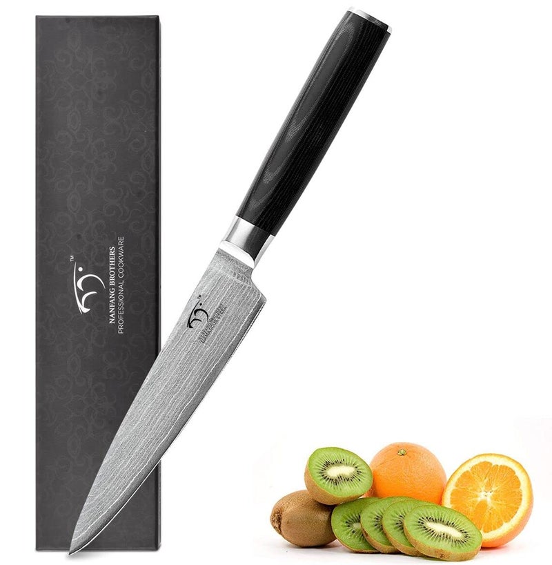NANFANG BROTHERS Damascus Kitchen Knives Upgrade 67 Layers Damascus Steel Paring Knife Full Tang Japanese Knives Sharp Fruit Cutting Kitchen Knife 55 Utility Knife