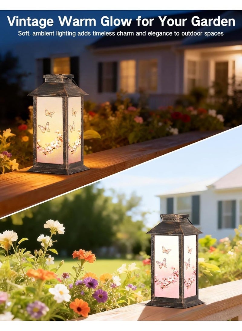 OUTON Solar Lantern Outdoor Waterproof with Butterfly & Flowers Design, Plastic Decorative Landscape Light for Yard Patio Lawn Pathway, Gift for Women Mom Grandma (Butterfly) - Image 5