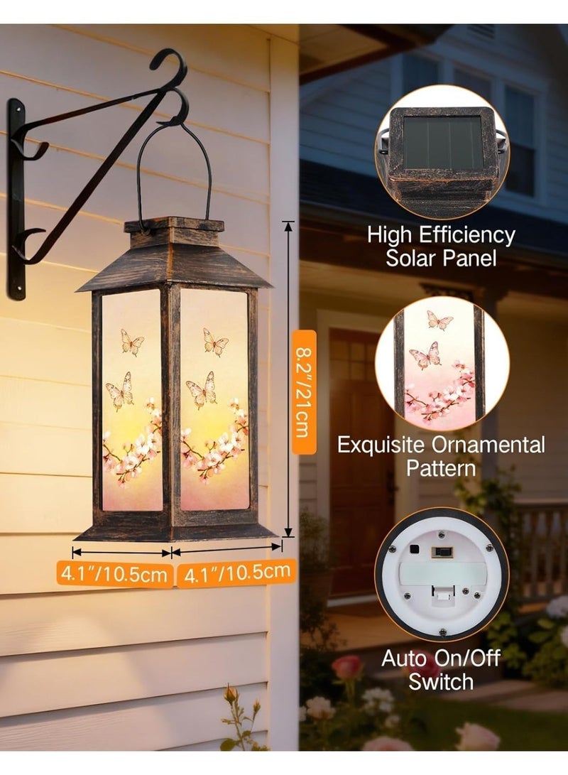 OUTON Solar Lantern Outdoor Waterproof with Butterfly & Flowers Design, Plastic Decorative Landscape Light for Yard Patio Lawn Pathway, Gift for Women Mom Grandma (Butterfly) - Image 4
