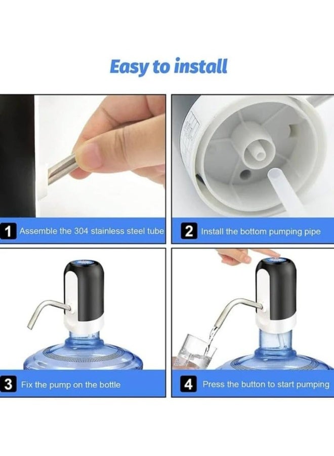 دينكس مضخة مياه كهربائية محمولة من DNEX طراز DX3604 - قابلة لإعادة الشحن عبر منفذ USB، خالية من مادة BPA، مناسبة لجميع زجاجات المياه بسعة 2-5 جالون، سهلة الاستخدام بزر واحد، إيقاف تشغيل تلقائي، موزع مياه خفيف الوزن، لون أبيض/أسود. - Image 4