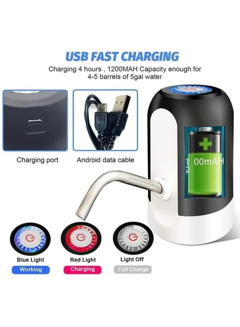 دينكس مضخة مياه كهربائية محمولة من DNEX طراز DX3604 - قابلة لإعادة الشحن عبر منفذ USB، خالية من مادة BPA، مناسبة لجميع زجاجات المياه بسعة 2-5 جالون، سهلة الاستخدام بزر واحد، إيقاف تشغيل تلقائي، موزع مياه خفيف الوزن، لون أبيض/أسود. - Image 5