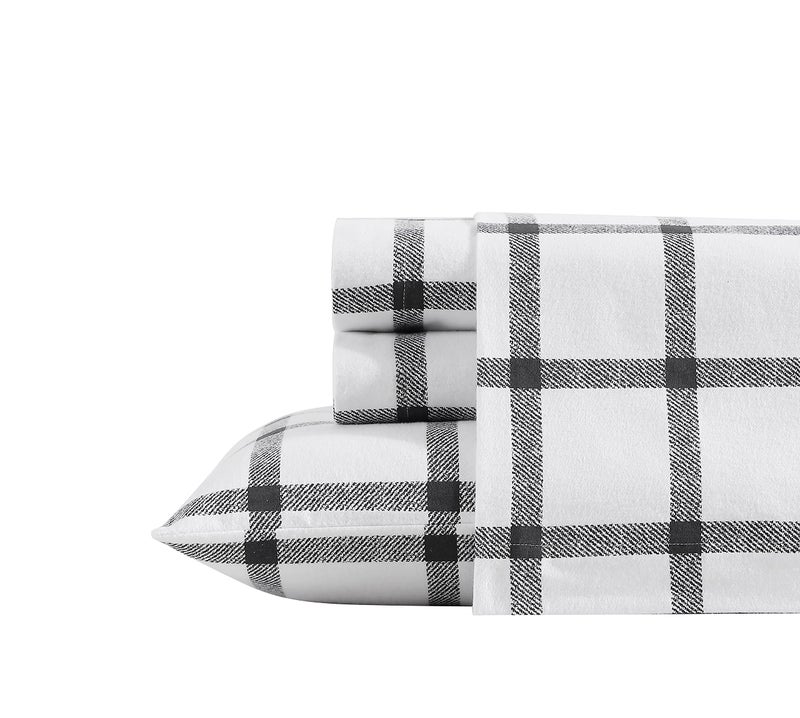 Eddie Bauer - Flannel Sheets Full Size, Anti-Pilling & Wrinkle Resistant Cotton, Touchably Soft for All-Season Comfort - Bed Sheets with Matching Pillowcases & Fitted Sheet (Bunkhouse Plaid Charcoal) - Image 2