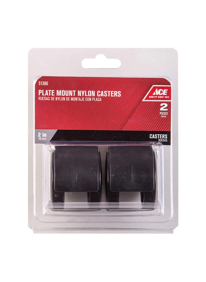 ACE 2-Piece Swivel Nylon Twin Caster Black 2inch