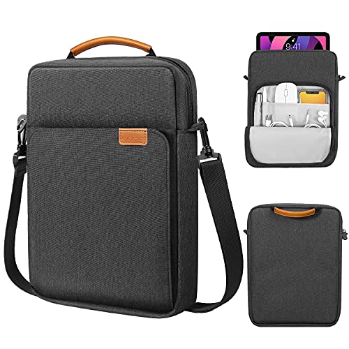 MoKo 12.9 Inch Tablet Sleeve Bag,Fits with 13 Inch New iPad Pro M4 & Air M2 2024,iPad Pro 12.9 M2&M1,Surface Laptop Go 12.4,Galaxy Tab S8+/S9+ 12.4,Handle Carrying Case with Shoulder Strap,Black &Gray - Image 1