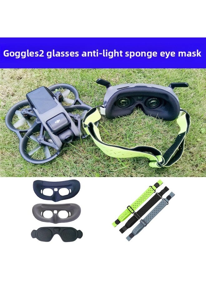 Suitable For DJI Avata Avatar Travel Machine Goggles 2 Glasses Square Light Leakage Sponge Eye Mask Headband-Color:Green Headband-Specification:For DJI Goggles 2 Glasses - Image 2