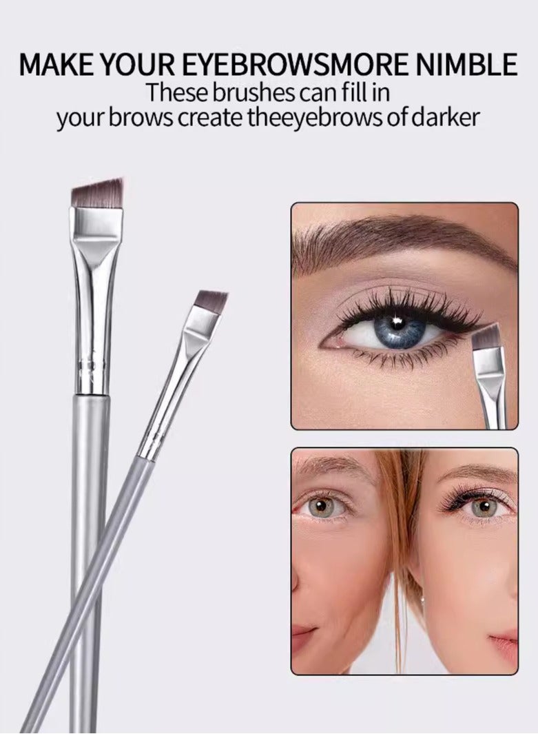 يوكانبي مجموعة 5 فرش مكياج رفيعة للغاية باللون الفضي - فرشاة كريم أساس مسطحة بدون تلطخ، لا تمتص المنتج، مثالية لكريم الأساس والكونسيلر وتطبيق الأقنعة - Image 4