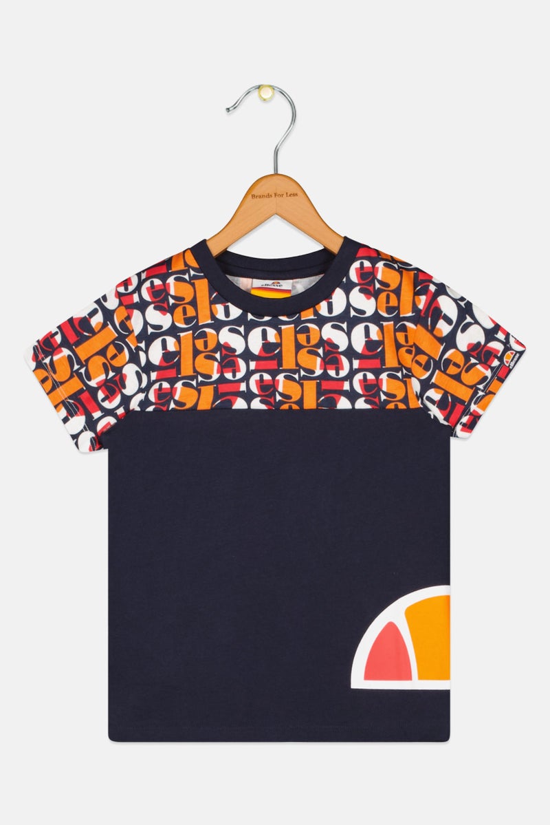 Ellesse Kids Girl Sportswear Fit Running T-Shirt, Navy Blue Combo - Image 1