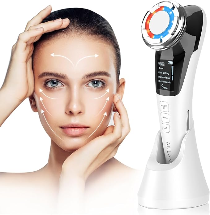 ANLAN Face Massager for Skin CareBeauty Device Multi AntiWrinkle HighFrequency EMS Facial Lifting Toning with RedBlue MachineSkin Rejuvenation and Tightening - Image 1