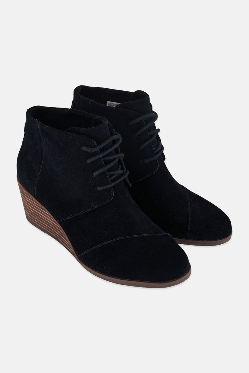 TOMS Women Medium Hyde Suede Lace Up Boots, Black - Image 1