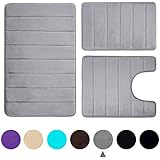 Buganda Memory Foam 3 Pieces Bathroom Rugs Set - Thick Soft Absorbent Non-Slip Bath Mats, Washable Small/Large/Contour - Image 1