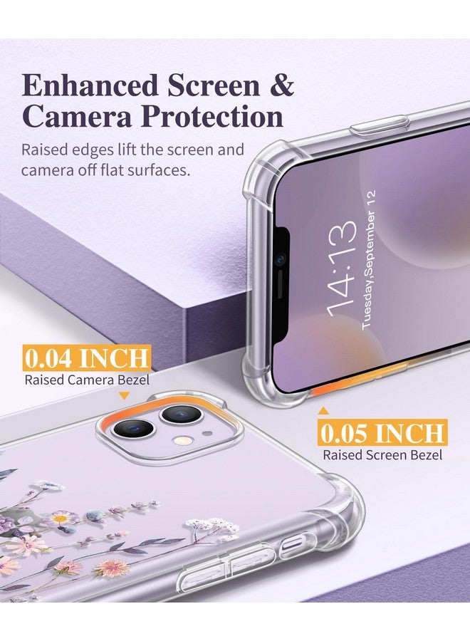جراب GVIEWIN لهاتف iPhone 11 مع واقي شاشة + واقي عدسة الكاميرا، [غير مصفر] غطاء واقٍ شفاف ناعم من مادة TPU مقاوم للصدمات للنساء والفتيات بنمط زهور مقاس 6.1 بوصة (Floratopia/ملون) - Image 4