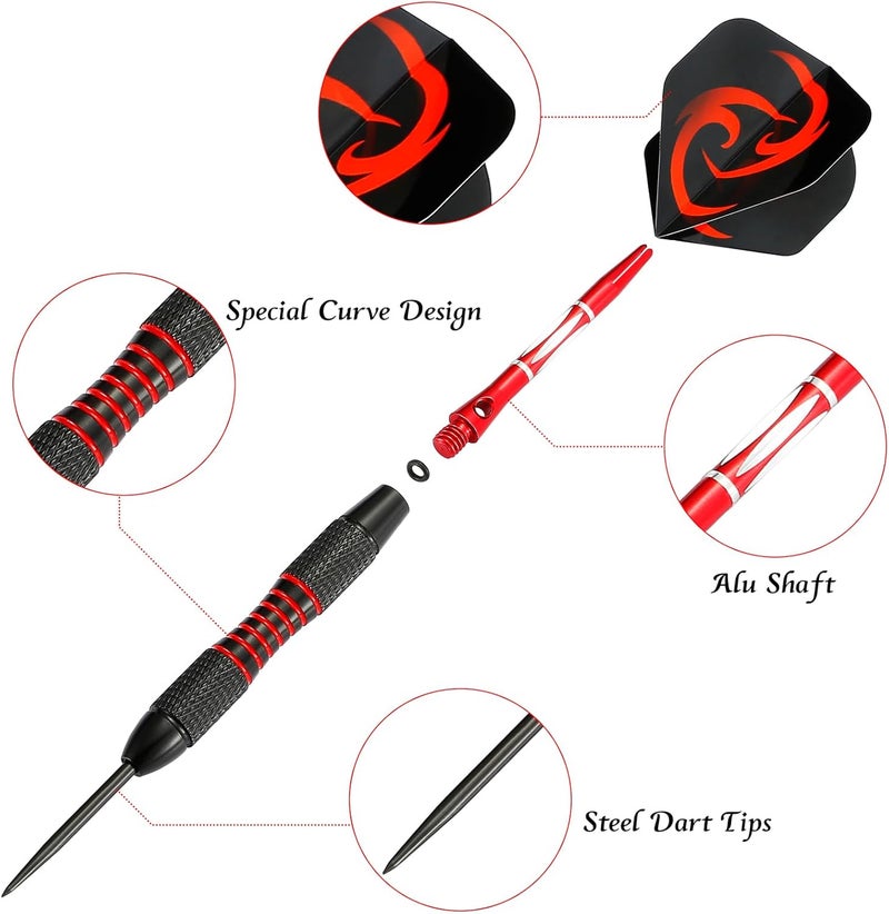 Wsdart ADKX Steel Tip Darts 12 Pack Set with Nonslip Iron Barrel Aluminum Dart Shafts and Flights + Darts Sharpener + an Gift Box - Image 3