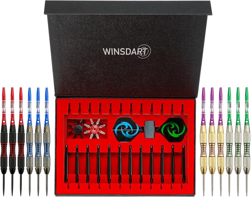 Wsdart ADKX Steel Tip Darts 12 Pack Set with Nonslip Iron Barrel Aluminum Dart Shafts and Flights + Darts Sharpener + an Gift Box - Image 5
