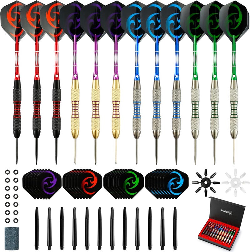 Wsdart ADKX Steel Tip Darts 12 Pack Set with Nonslip Iron Barrel Aluminum Dart Shafts and Flights + Darts Sharpener + an Gift Box - Image 2