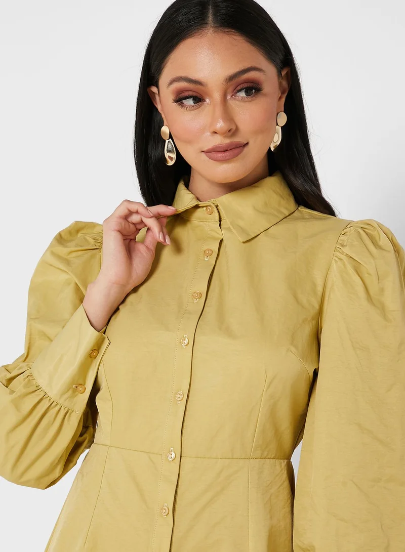 GLAMOROUS Puff Sleeve Shirtdress