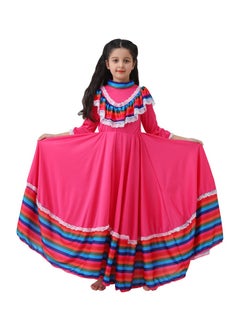 Al Aoyama Mexican Dress for Girls Kids Tradition Princess Dress Halloween Costume Carnival Birthday Party Costumes rosered  - Image 1