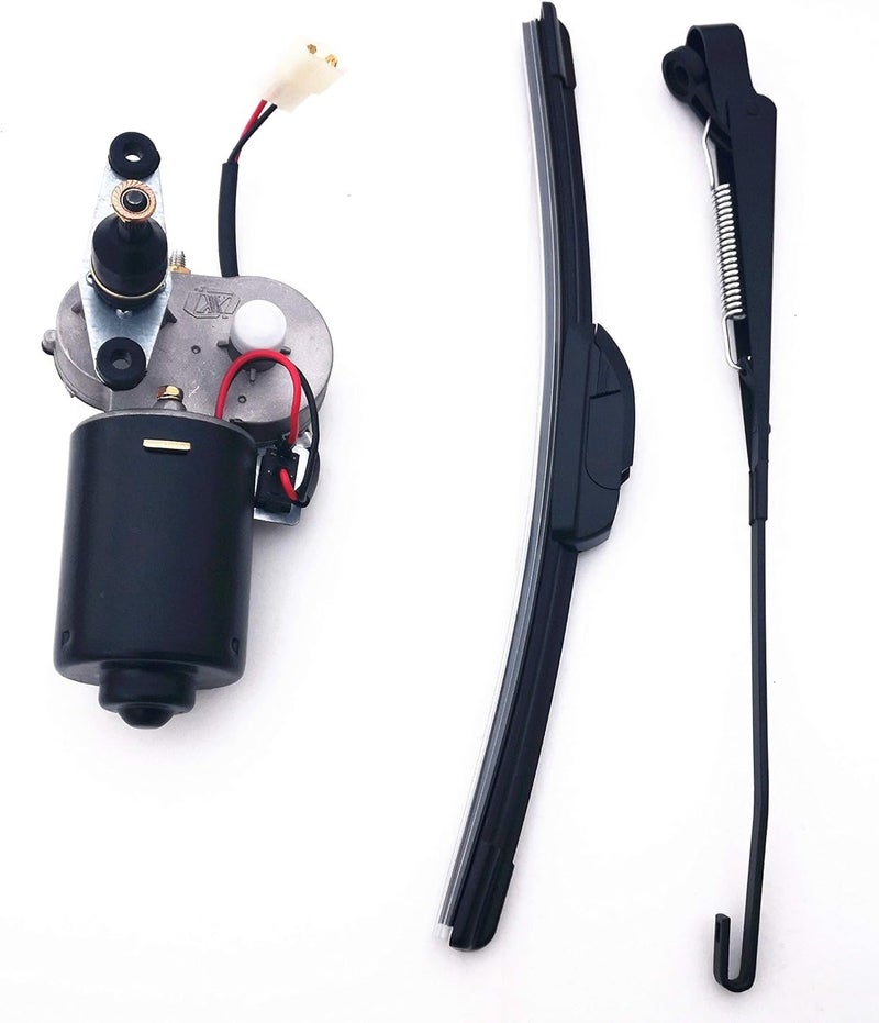 Qarmar Universal 12V Electric UTV Windshield Wiper Motor Kit Fits Polaris Ranger RZR Kawasaki Honda Pioneer Golf Cart, 110 Degree Sweep Wiper Size: Arm: 13.7inch Blade:13.7inch - Image 3