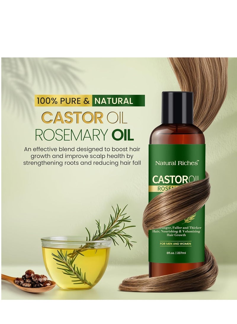 Natural Riches Natural Riches Castor Oil with Rosemary Oil, 8 fl oz, For Stronger, Fuller and Thicker Hair Growth Handcraft Blends Organic Castor Oil with Rosemary Oil Premium Grade hair treatment.  - Image 3