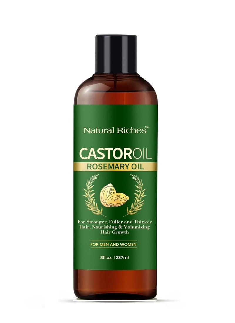 Natural Riches Natural Riches Castor Oil with Rosemary Oil, 8 fl oz, For Stronger, Fuller and Thicker Hair Growth Handcraft Blends Organic Castor Oil with Rosemary Oil Premium Grade hair treatment.  - Image 1