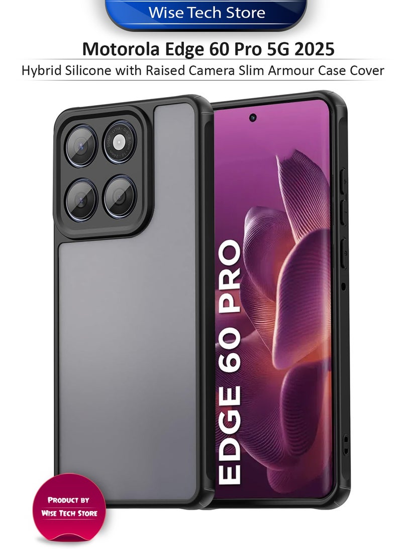 دبليو تيك غطاء حماية رفيع من السيليكون TPU مع كاميرا مرتفعة لهاتف Motorola Edge 60 Pro 5G 2025 (MCAPSA) - شفاف/أسود - Image 1