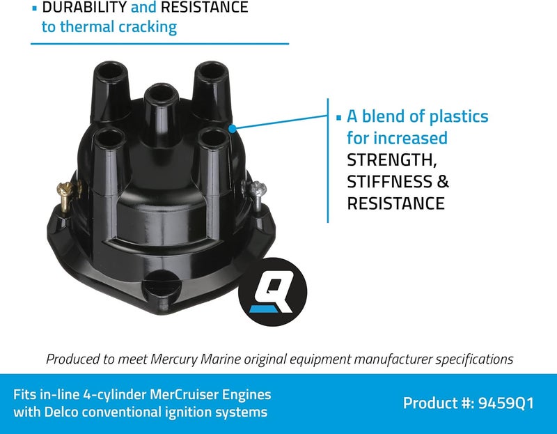 Quicksilver 9459Q1 Distributor Cap for MerCruiser Engines by General Motors w/Conventional Ignition Systems - Image 2