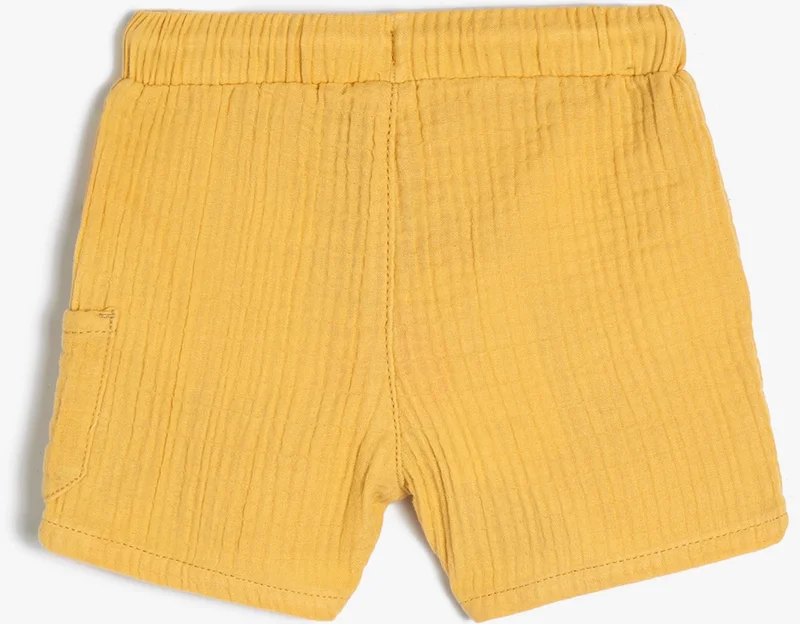 KOTON Basic Shorts Tie Waist Pocket Detailed Textured Cotton