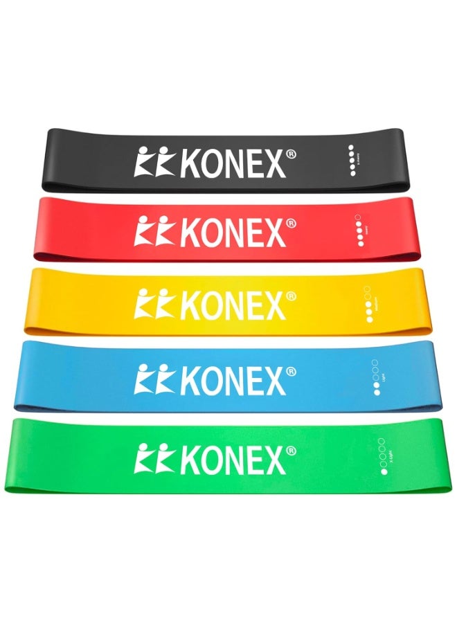 KONEX Loop Resistance Bands for Men & Women | Perfect for Home/Gym Workouts, Exercises, Stretching, Pull-Ups, and Booty Toning (Multi-Colored, Set of 5), Natural Rubber - Image 1