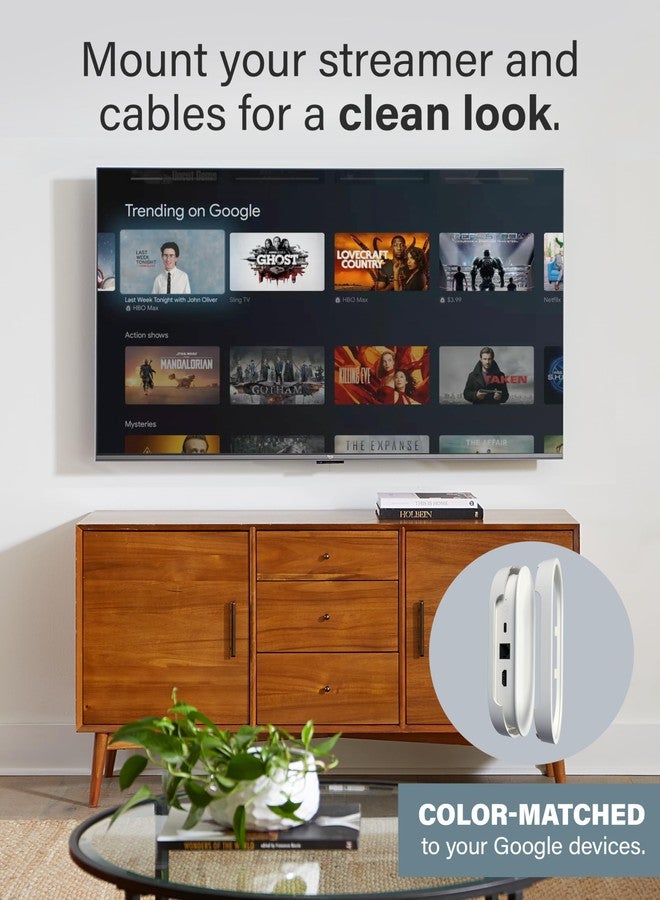 Sanus Mounting Kit for Google TV Streamer (4K) & Google TV Voice Remote Mounts - Conceal Google TV Streamer Behind TV for Cable-Free Look - Mount Google TV Voice Remote on Wall for Easy Access - Image 3