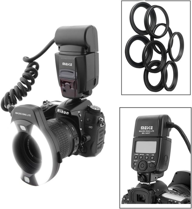 Meke Meike iTTL TTL LED Macro Ring Flash Light for Nikon DSLR Camera, Camera Flash with Hot Shoe Mount d3400 d5600 d5500 d5200 d5100 d7100 d750 d850 d500 d810 d7500 - Image 2