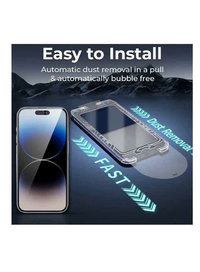 جومو ستور حامي شاشة الخصوصية لجهاز iPhone 16 Pro Max، 6.9 بوصة، متوافق مع Face ID، مقاوم للتجسس، مقاوم للبصمات، خالي من الفقاعات، مناسب مع الجراب، زجاج مقوى 9H، سهل التركيب - Image 3