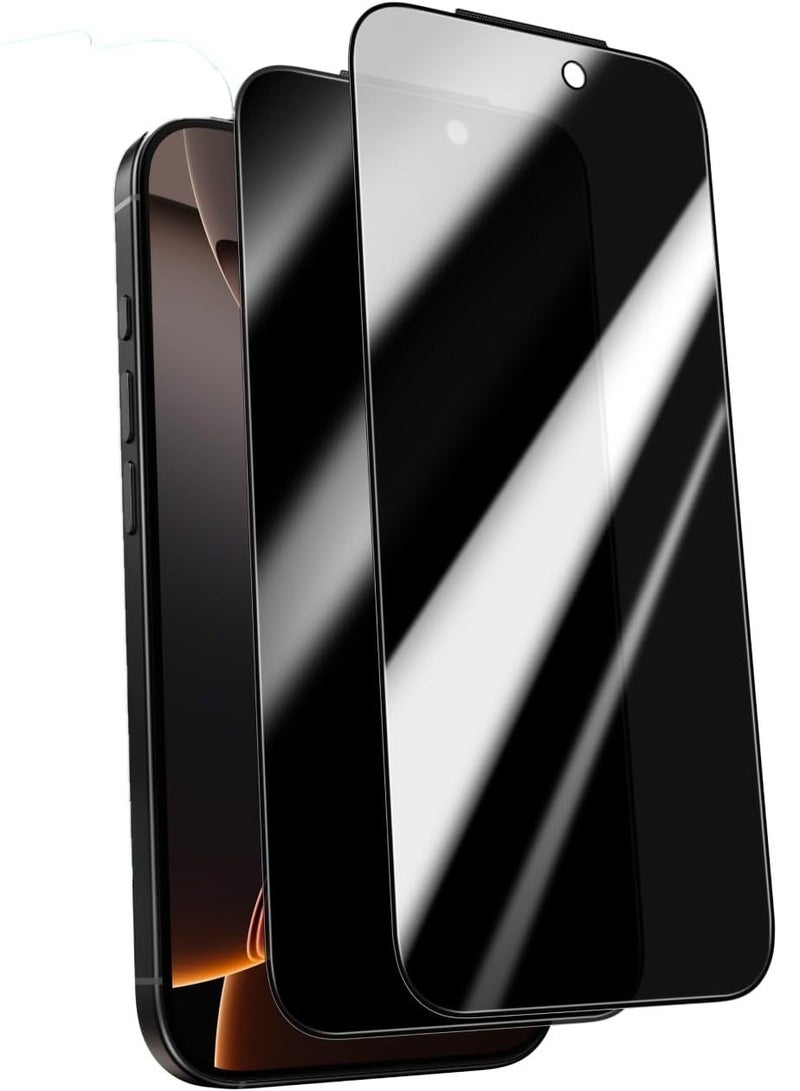 حامي شاشة الخصوصية لجهاز iPhone 16 Pro Max، 6.9 بوصة، متوافق مع Face ID، مقاوم للتجسس، مقاوم للبصمات، خالي من الفقاعات، مناسب مع الجراب، زجاج مقوى 9H، سهل التركيب - Image 1