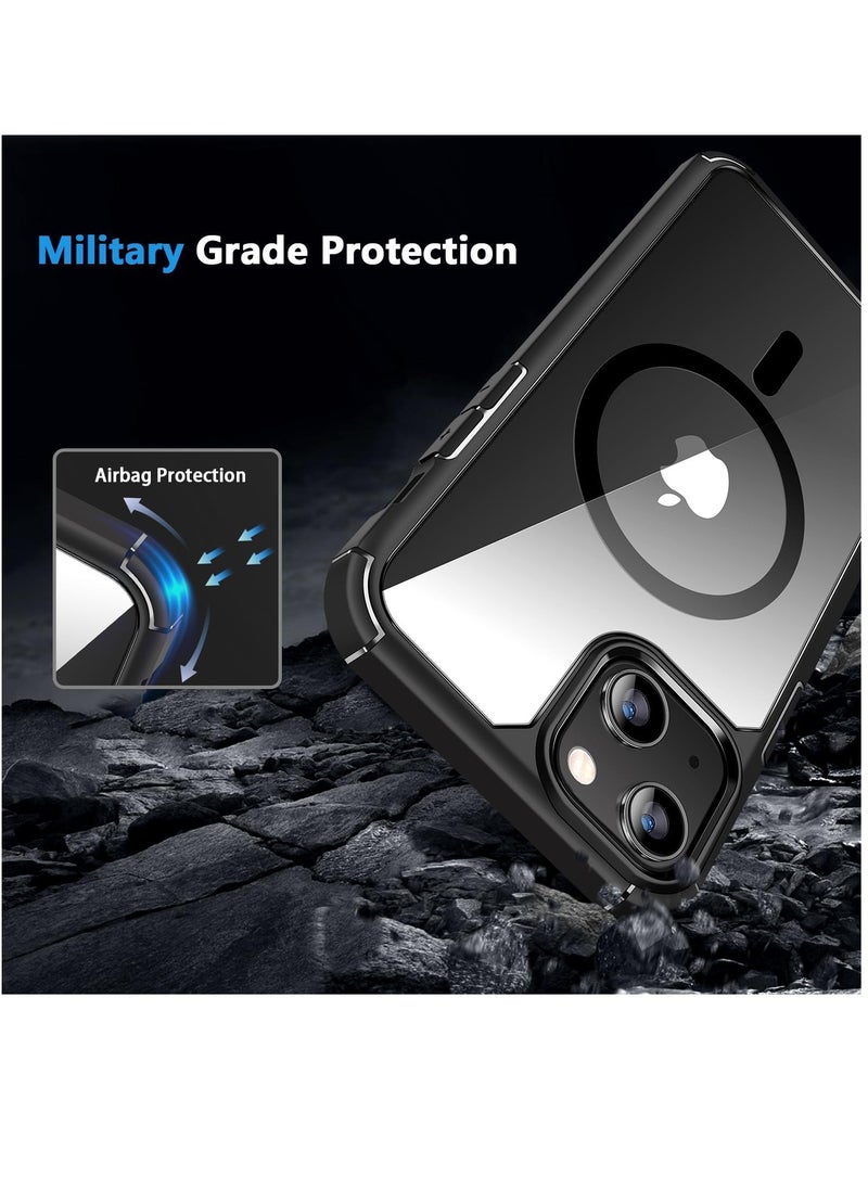 YoYoTech Designed for iPhone 15 6.1 inch Magnetic case Compatible with Magsafe Defender Shockproof Hard Back Case Ultra Thin Crystal Back Anti Scratch Cover-Black  - Image 2