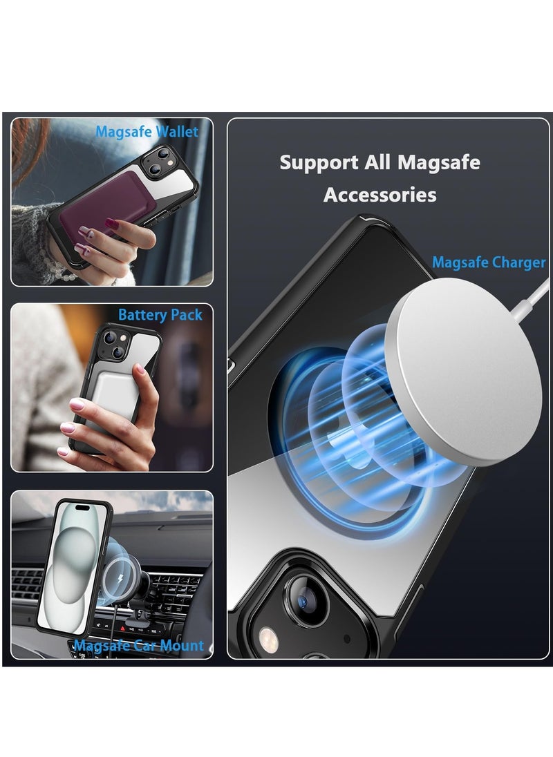 YoYoTech Designed for iPhone 15 6.1 inch Magnetic case Compatible with Magsafe Defender Shockproof Hard Back Case Ultra Thin Crystal Back Anti Scratch Cover-Black  - Image 3